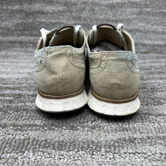 Cole Haan ZeroGrand Men's 9 M Beige Canvas Wingtip Derby Oxford Shoes - Picture 5 of 9